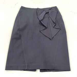 HM Chalk Gray Straight Fabric Bow Accent Cotton Blend Skirt Hidden Zipper Size 8